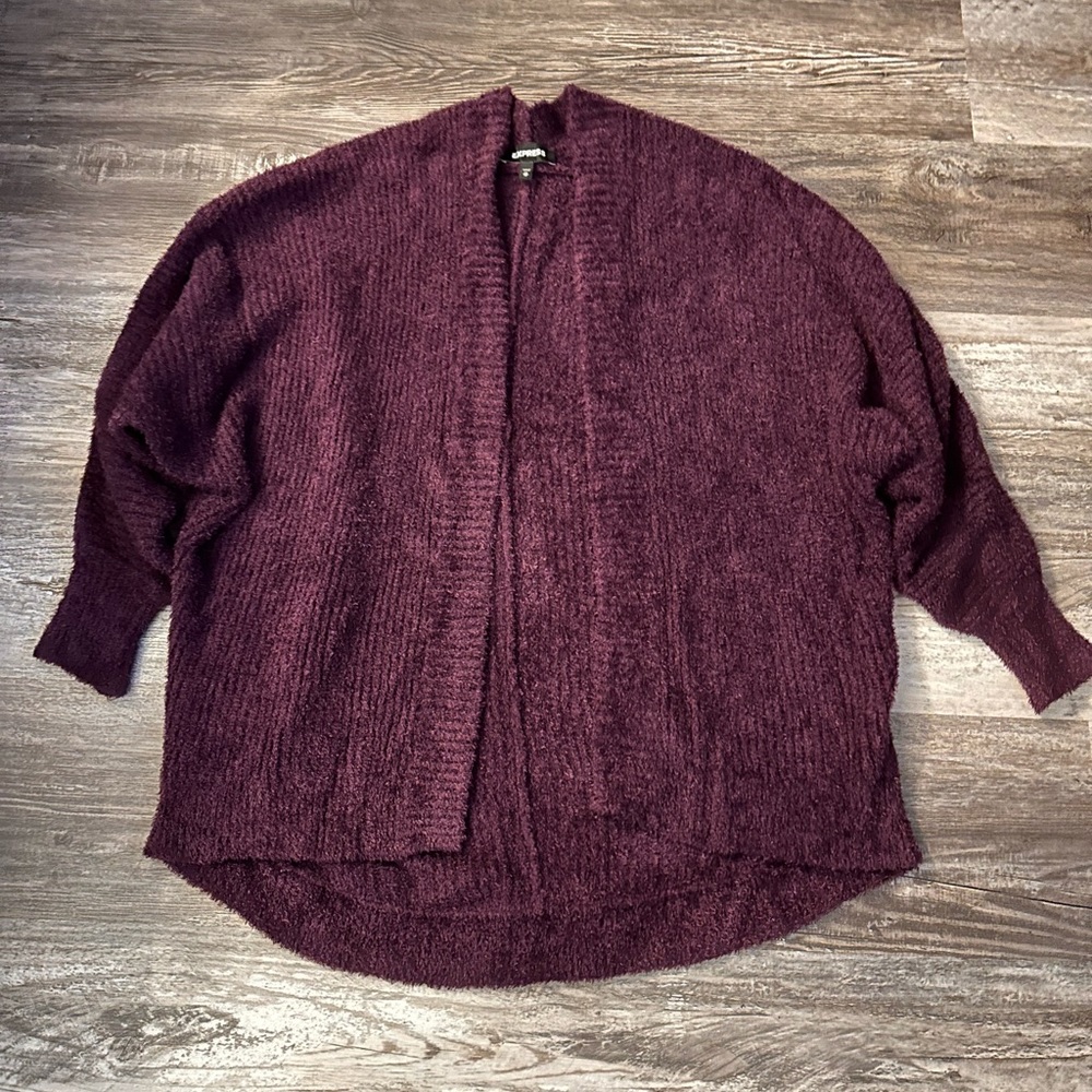 Express Fuzzy Oversized Slouchy Cocoon Open Cardi… - image 4